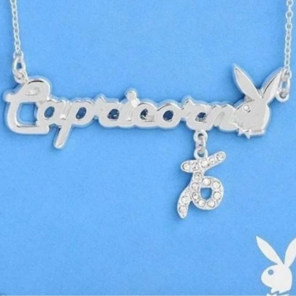 Silver Capricorn Necklace with Crystal Accents